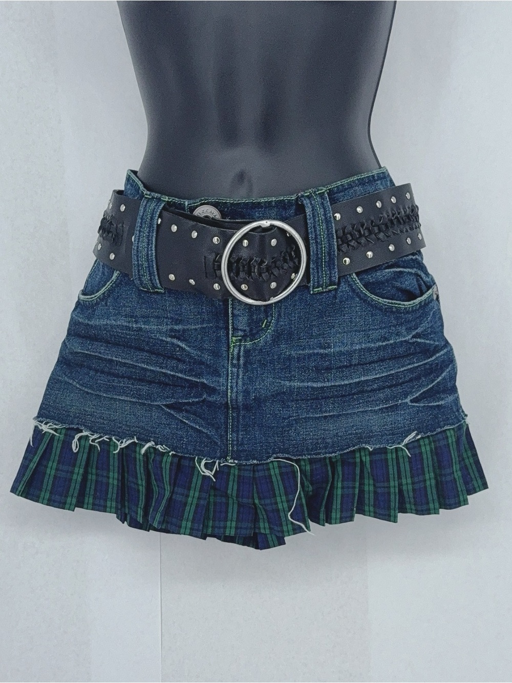 Z. Cavaricci jean plaid mini punk skirt 5 Y2k